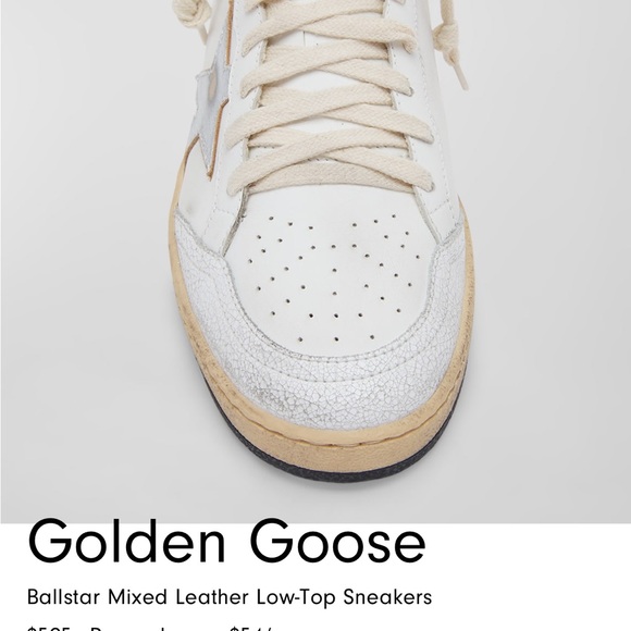 Golden Goose Ballstar Mixed Leather Low-Top Sneakers. Size 39 - Picture 4 of 12